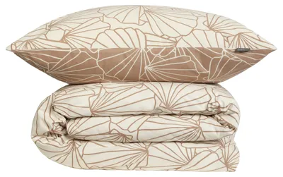 Produktbild von SCHIESSER Bettwäscheset Mariel | Renforcé | 2-teilig | Ginkgo-Muster | 100% Baumwolle | Weich und glatt | YKK-Reißverschluss | 135x200 cm + 80x80 cm | Taupe