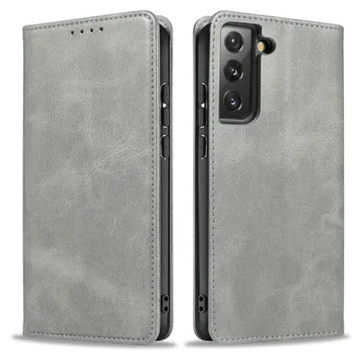 Produktbild von Handyhülle für Samsung Galaxy S21 5G Kunstleder Flip Cover Hülle Klapphülle Case Kartenfach Farbe: Grau