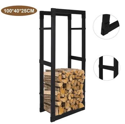 Obrázek produktu pro Pevný regál na dřevo Peviasot, stojan na štěpky, rozměry 100 x 40 x 25 cm, vyrobený z odolného kovu, vhodný pro skladování dřeva