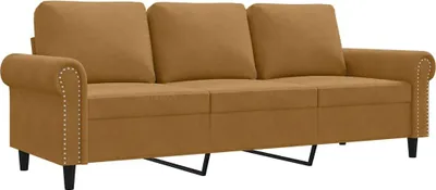Image de vidaXL Canapé 3 places marron 180 cm velours
