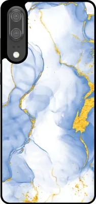 Produktbild von Smartphonica Telefon Fall geeignet für Huawei P20 mit Hellblau Gold Marmor Print - TPU Backcover Fall Hellblau Gold Marmor Design