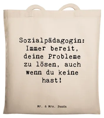 Produktbild von Mr. & Mrs. Panda Tote Bag Spruch Sozialpädagogin Helferherz - Transparent - Geschenk, Berufsleben, Shopping Tasche, Helferberuf, soziale Arbeit, Schultasche, Laptoptasche