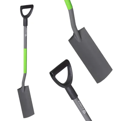 Produktbild von KADAX Drainagespaten, Drainierspaten, Gartenspaten mit D-Griff aus Stahl, Rechteckig, 126x15 cm