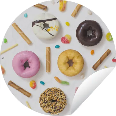 Produktbild von MuchoWow® Gartenposter Outdoor-Poster Rund Donuts, Süßigkeiten und Kekse Ø 90 cm Gartendeko Rundes Poster draußen