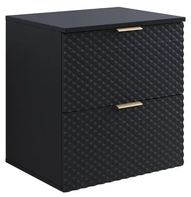 Produktbild von Badplaats Waschbeckenunterschrank Borneo 60 x 49 x 63 cm – Matt Schwarz – Hängender Waschtischunterschrank mit 2 Schubladen