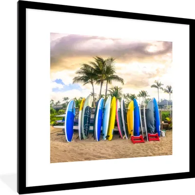 Produktbild von MuchoWow® Gerahmtes Poster Surfbretter 40x40 cm - Poster mit Schwarzem Bilderrahmen Wandposter Rahmen Foto Bilder - Poster - Plakat im Rahmen