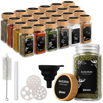 Produktbild von Set aus 24 Gewürzgläsern aus Bambus