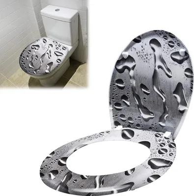 Produktbild von XINZI Toilettendeckel oval und Sitz mit Absenkautomatik, Antibakterielle Klobrille, WC-Sitz und Deckel aus Hartplastik (Wassertropfen-Design)