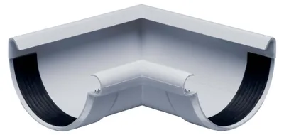 Produktbild von INEFA Rinnenwinkel 90 Grad halbrund Innenwinkel, PVC NW100 / 100mm Grau Wulst innen, Verbindungsstück Dachrinnenzubehör, einfache Montage