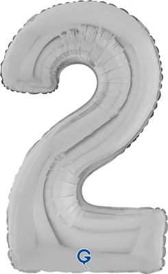 Image de Ballon en aluminium géant 26"/66 cm | Chiffre argenté : 2