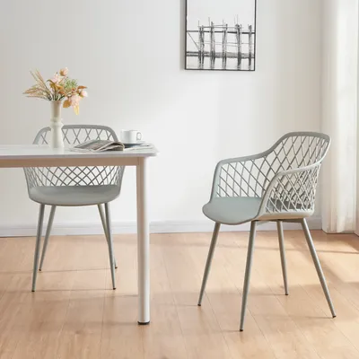 Obrázek produktu pro Jídelní židle 'Kangasniemi' sada 2 kovových plastových židlí 82 x 56 x 52 cm světle šedá