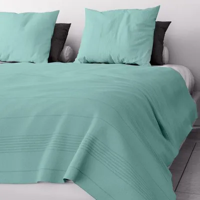 Zdjęcie produktu dla Unyqoos® Kołdra bawełniana, 220 x 240 cm – kolor turkusowy, wszechstronna jako narzuta na łóżko i sofę