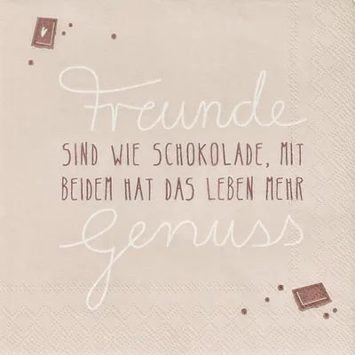 Produktbild von Räder Cocktailserviette 25x25cm Freunde sind wie Schokolade