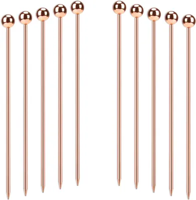 Productafbeelding van Cocktail Prikkers - Fruit Prikkers - Drankjes Garneren - Decoratieve Bal - 10 Stuks - Rosé Goud