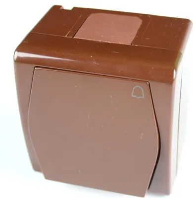 Produktbild von Aufputz Taster Klingel Schalter IP44, Farbe braun, 10 A 230 V HERMES2