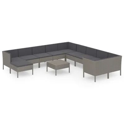 Immagine prodotto di vidaXL Set da giardino lounge da 12 pezzi con cuscini in polyrattan grigio