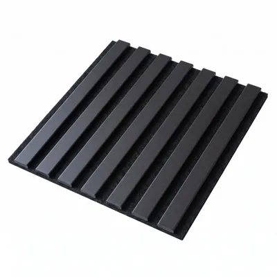 Produktbild von Wandpaneele 30x30 cm - MDF-Lamellen - Filzunterlage - schwarze Wandverkleidung - SCHWARZ, KI-generiertes Bild