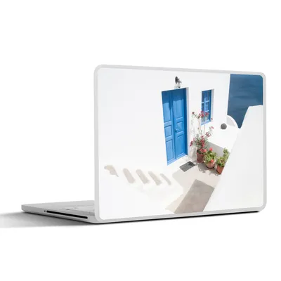 Produktbild von MuchoWow® Laptop Aufkleber Sticker Cover Architektur - Blau - Weiß - Tür 32.5x23.5 cm - Sticker für Laptop - Selbstklebend