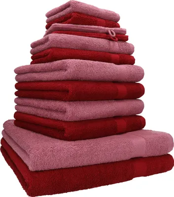 Produktbild von Betz 12-tlg. Handtuch-Set PREMIUM 2 Duschtücher 4 Handtücher 2 Gästetücher 2 Seiftücher 2 Waschhandschuhe Farbe: rubinrot / beere