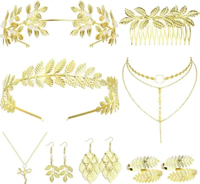 Produktbild von Griechische Göttin Kostüm Accessoires Set Damen Blatt-Spiral Schmuck Hochzeit Halloween Toga