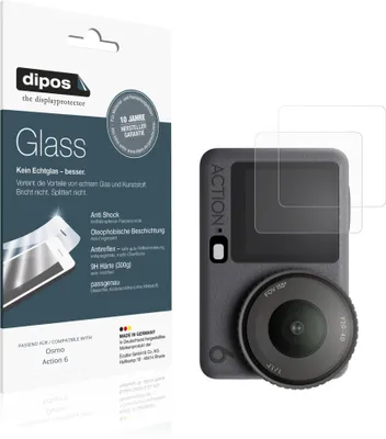 Produktbild von 2x Schutzfolie für Osmo Action 6 matt - Anti-Shock 9H Folie dipos Glass Kunststoffglas