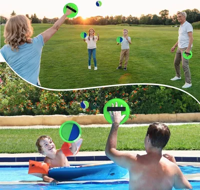 Produktbild von Klettballspiel für Kinder - Set aus 2 Schlägern, 2 Bällen und 1 Aufbewahrungstasche - Strandsportspielzeug für draußen - wasserdicht - Gartenspiel - geeignet für Kinder ab 3 Jahren