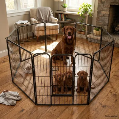 Produktbild von Welpenfreigehege YOUNG DOGS Größe XL Welpenauslauf Tiergehege Laufstall Hunde Welpen, KI-generiertes Bild