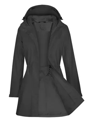 Produktbild von ATLASLAVA Regenjacke Damen Lang Softshelljacke Regenmantel Frauen Wasserdicht Jacke Trenchcoat Windbreaker Leichte Übergangsjacke Mantel, XXXL,Schwarz