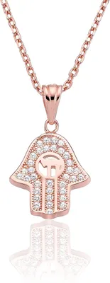 Produktbild von Karisma Damen Silber 925 Anhänger Fatima Hand Hamsa Collier Kette 45cm Verlängerung 5cm - Silber Rhodiniert