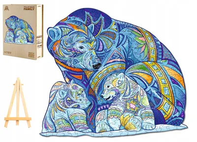 Produktbild von Pasjo24 Holzpuzzle Bärenfamilie Groß 292 Teile Holzbox
