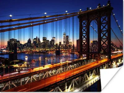 Produktbild von MuchoWow® Poster Brücke - Nacht - Architektur - USA 160x120 cm - Foto Plakat