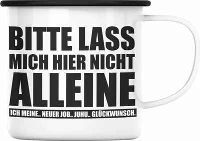 Produktbild von Trendation - Kollege Kollegin Abschied Geschenk Emaille Tasse Spruch Abschiedsgeschenk Emaille Emaille Tasse Neuer Job Jobwechsel (Schwarz)