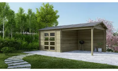 Produktbild von Gartenhaus, Gerätehaus 17.4m2 - 5.79x3m - 28mm - Imprägniert