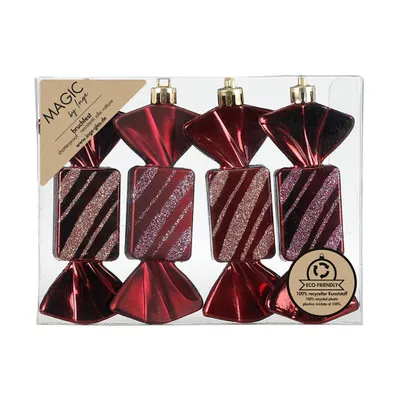 Produktbild von Christbaumschmuck Bonbons 10,5cm Kunststoff 4er Set - Bordeaux Red