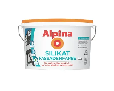 Produktbild von Alpina Silikat Fassadenfarbe 2,5 Liter weiß matt