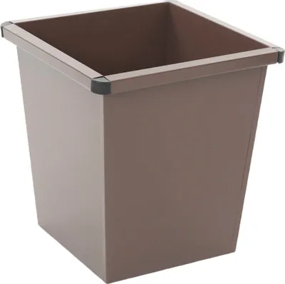 Produktbild von Viereckiger Papierkorb aus Metall mit Stoßecken aus Kunststoff | 27 Liter, HxBxT 36,1x34,2x34,3 | Braun