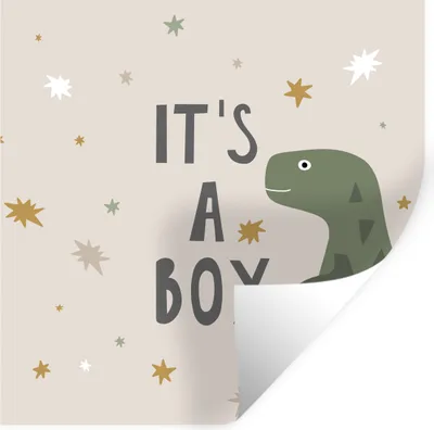 Produktbild von MuchoWow® Wandtattoo Wandsticker Wandaufkleber Zitate - Sprichwörter - Es ist ein Junge - Dinosaurier - Kinder - Baby - Jungen - Mädchen 30x30 cm Selbstklebend und Repositionierbar - Repositionierbar - Wasser abweisend