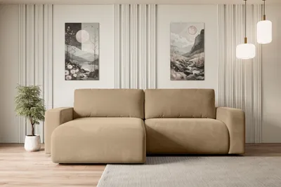 Produktbild von ALTDECOR Ecksofa mit Schlaffunktion und Bettkasten Corner Sofa Eckcouch Couch L-Form universal, links/rechts angeordnet Schlafcouch Ausziehbar Wohnlandschaft Schlafsofa KLEEA-L - 247x143x83cm Beige