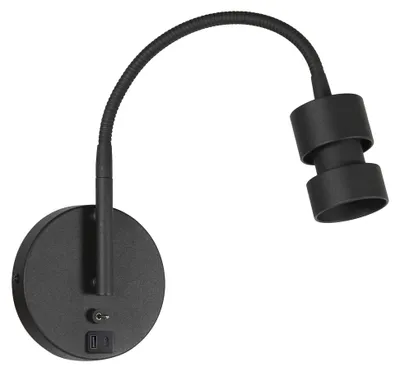 Image de Mexlite - applique murale - Upround - noir - métal - lampe de lit - GU10 - 3517ZW