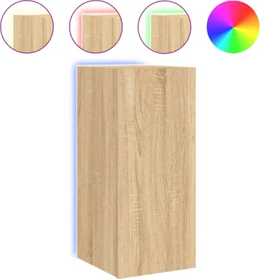 Produktbild von vidaXL TV-Wandschrank mit LED-Leuchten Sonoma-Eiche 30,5x35x70 cm