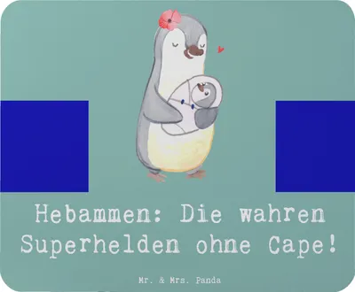 Produktbild von Mr. & Mrs. Panda Mousepad Hebamme Superheld - Meeresbrise - Geschenk, Hebammenarbeit, mauspad laptop, menschlich, medizinische Betreuung, mousematte, Beruf, Berufsliebe