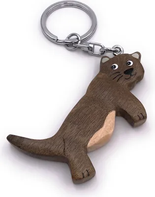 Immagine prodotto di Onwomania portachiavi in legno gatto lontra animale domestico gatto gatto tigre pelliccia naso ciondolo fascino
