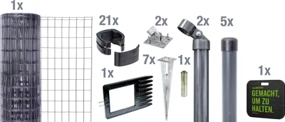 Produktbild von Alberts Fix-Clip Pro Gartenzaun, Höhe 102 cm, Länge 10 m, Zaun-Komplettset mit Bodenhülse ohne Betonieren, anthrazit