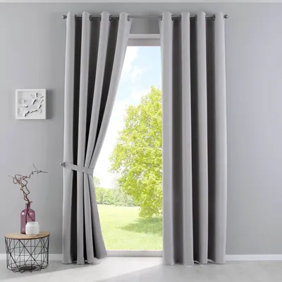Produktbild von Vorhänge Blickdicht »NewYork« Grau HxB 245x140 cm 2er-Pack Thermo-Gardinen Verdunkelungsvorhang Blackout Ösen schalldämmend UV-Schutz Raffhalter, 201920600-2