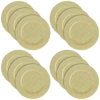 Produktbild von com-four® 12x Platzteller als Tischdekoration - wiederverwendbare Unterteller - funkelnde Dekoteller für Hochzeit, Familienfeier oder Weihnachten - Charger Ø 33 cm