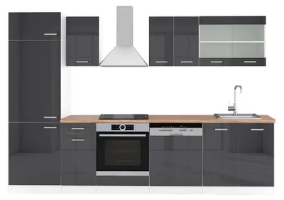Obrázek produktu pro Kuchyňský kout Vicco R-Line Antracitový vysoký lesk/bílá 300 cm , PD Dub, Model 42577