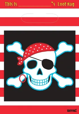 Produktbild von Piraten Party Beute Tüte 8 Stück rot-weiss-schwarz 33x18x0,13cm
