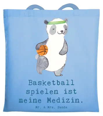 Produktbild von Mr. & Mrs. Panda Schultasche Panda Basketball - Sky Blue - Geschenk, Tasche, Shopping, Verein, Laptoptasche, Beutel, Basketballplatz, Verband, Tote Bag, Jutebeutel