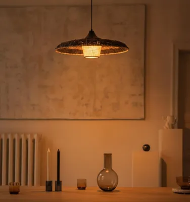 Productafbeelding van Hanglamp Capa zwart met rotan