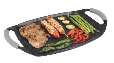 Produktbild von Cheffinger Grillplatte 47cm Aluguss Induktion Bratplatte BBQ Grill braten Plancha
